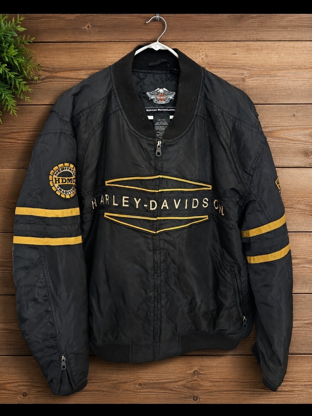 Harley-Davidson Black Bomber Jacket with Yellow Stripes
